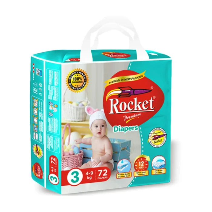 Rocket Baby Diapers Size 3, 72 Pcs - Image 1