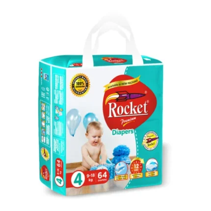 Rocket Baby Diapers Size 4, 64 Pcs