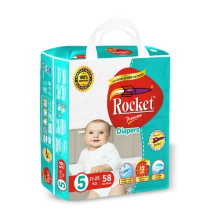 Rocket Baby Diapers Size 5, 58 Pcs