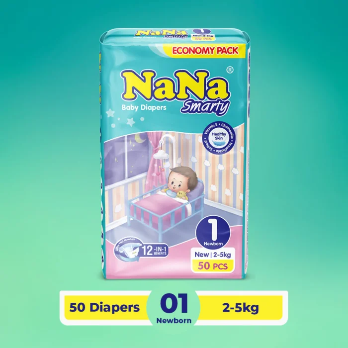 Nana Smarty Diapers Newborn NB-1 Economy Pack 50 Pcs - Image 1
