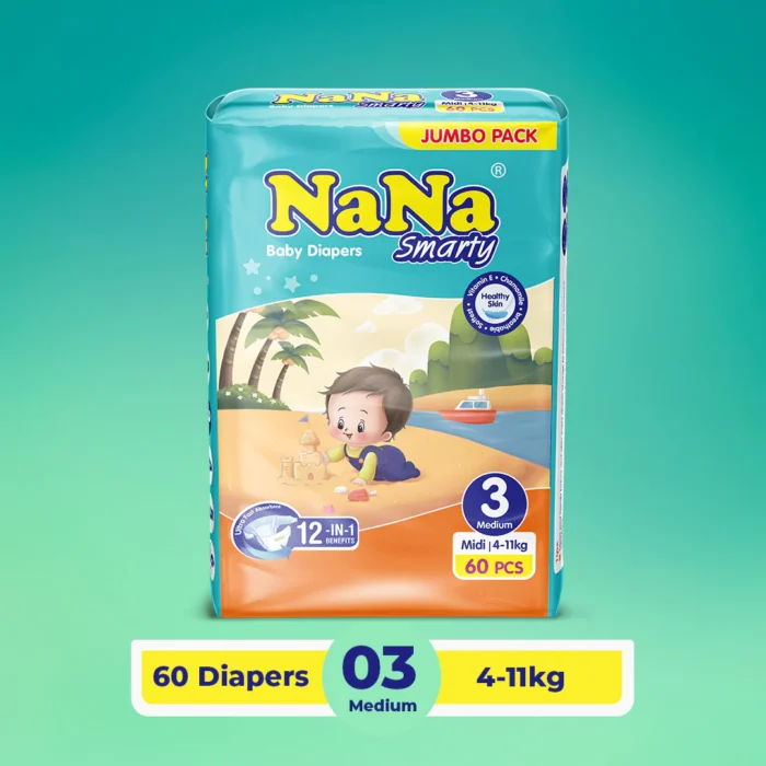 NaNa Smarty Diapers M-3 (Midi) Jumbo Pack 60 Pcs - Image 1