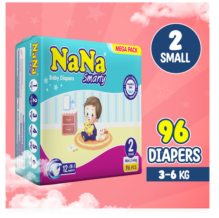 NanaSmartyDiapers-S-2_Mini_MegaPack96Pcs_77294a2c-29ed-41b2-b013-0df8d6bf3b4d_720x NaNa Smarty Diapers Mega pack (Mini 96pcs) - Image 1