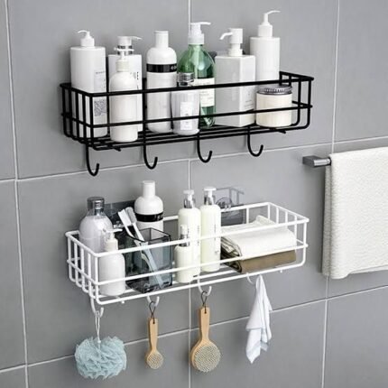 Metal wall hanging organizer with hooks